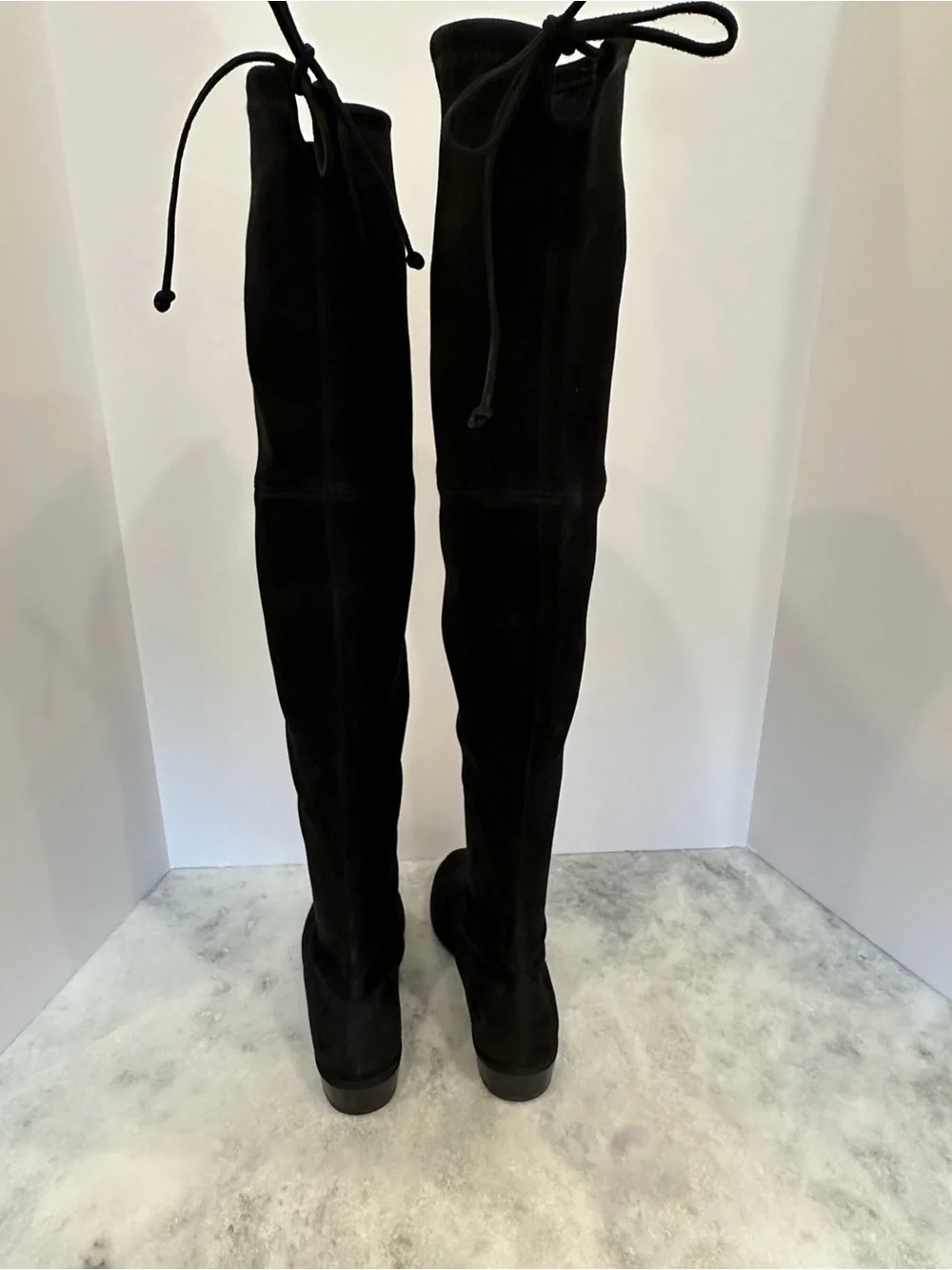 Stuart Weitzman thigh high solid suede boots,goes in back